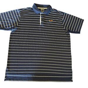 Adidas ClimaCool Baltusrol Golf Polo Shirt Navy & White Stripes L